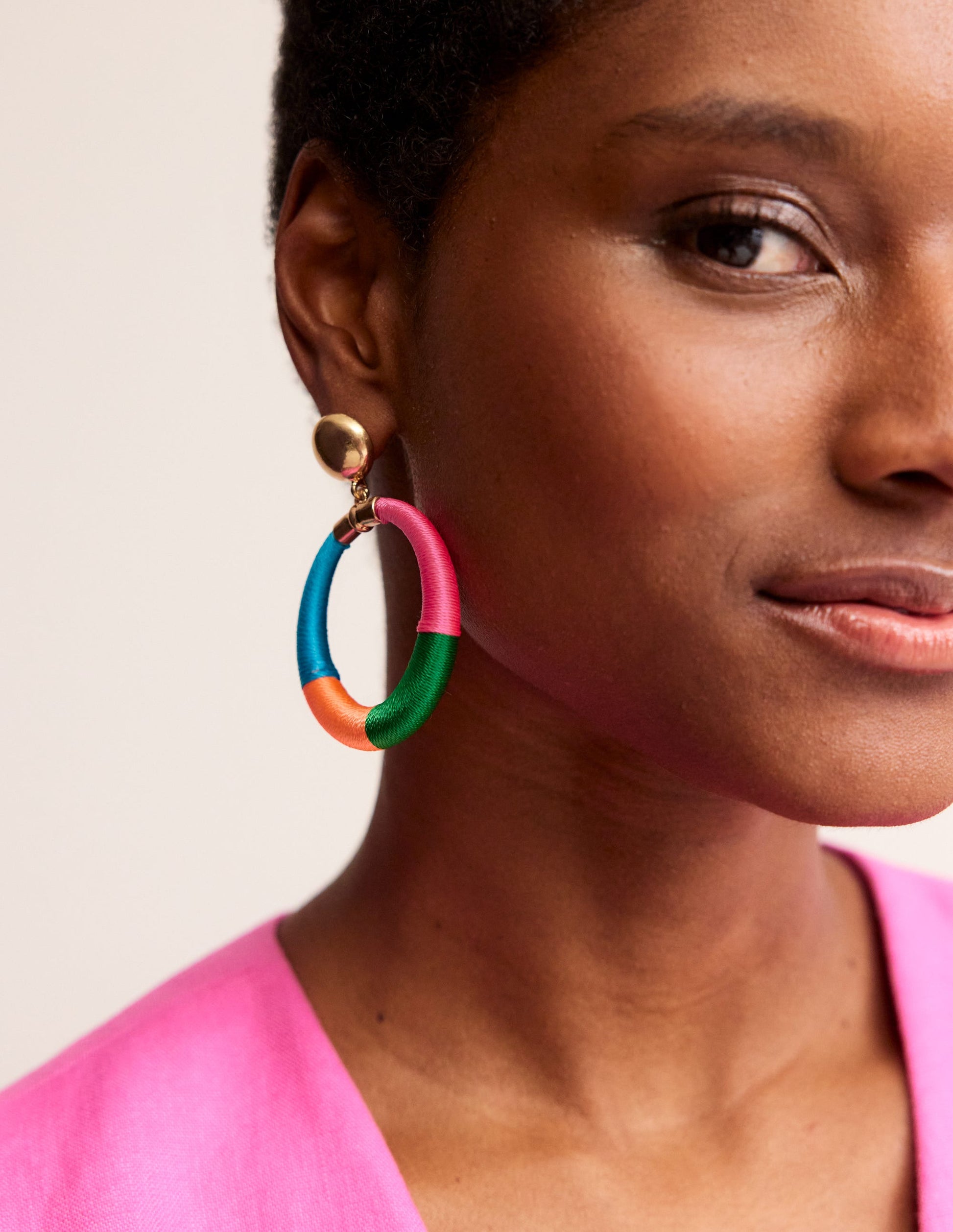 Mega Wrapped Ring Earrings-Pink-2