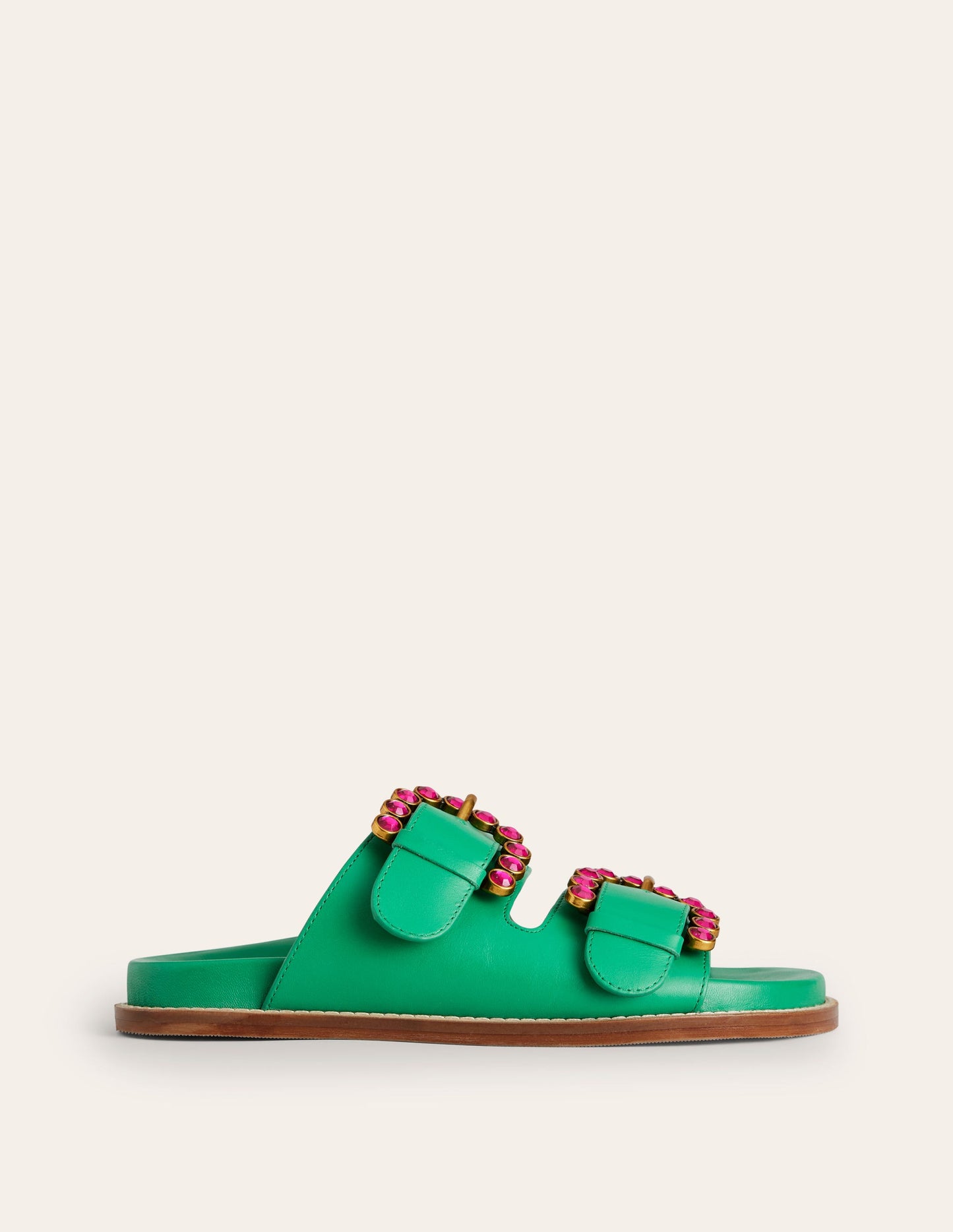 Double Buckle Sliders-Rich Emerald