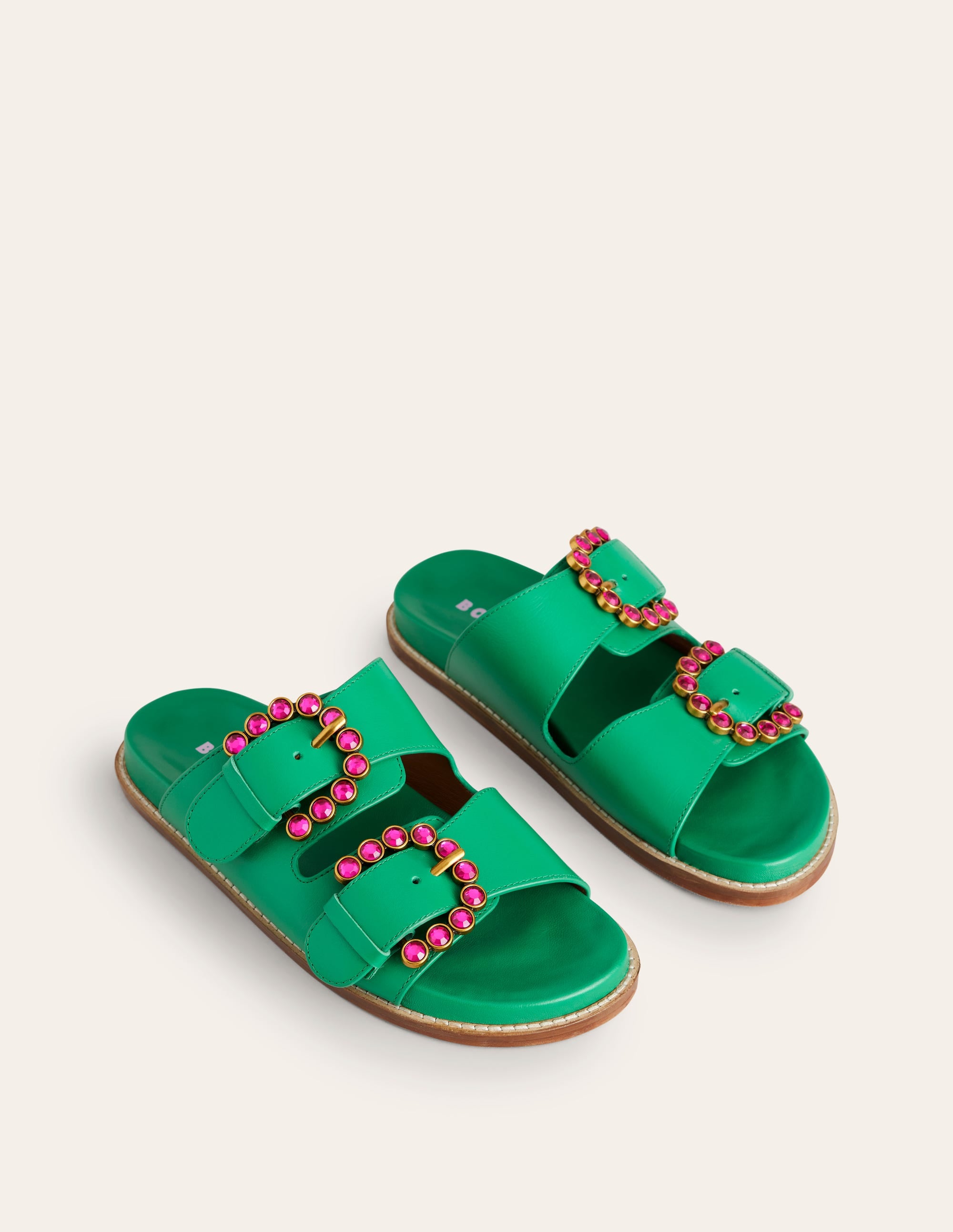 Double Buckle Sliders-Rich Emerald - Image 3