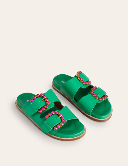 Double Buckle Sliders-Rich Emerald-3
