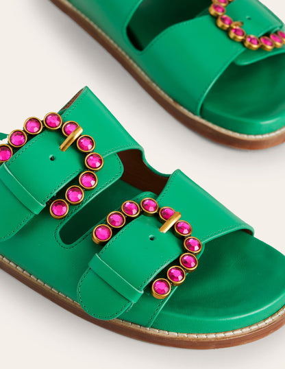 Double Buckle Sliders-Rich Emerald-4