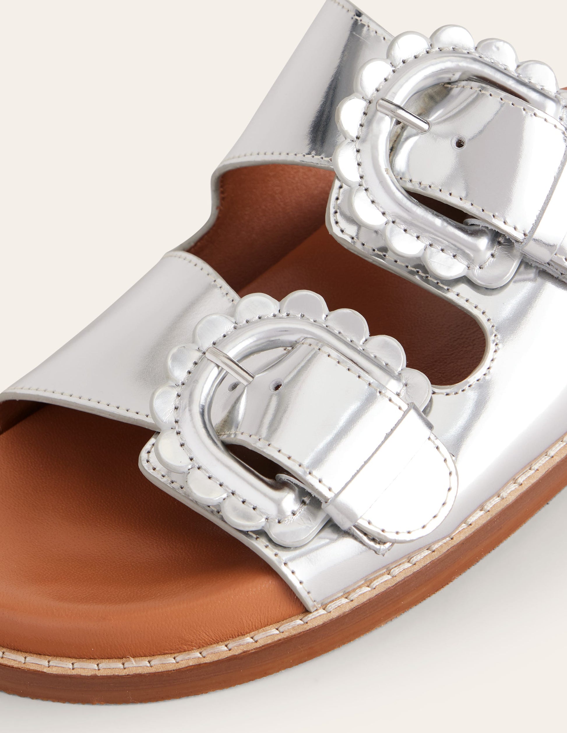 Double Buckle Sliders-Silver-4