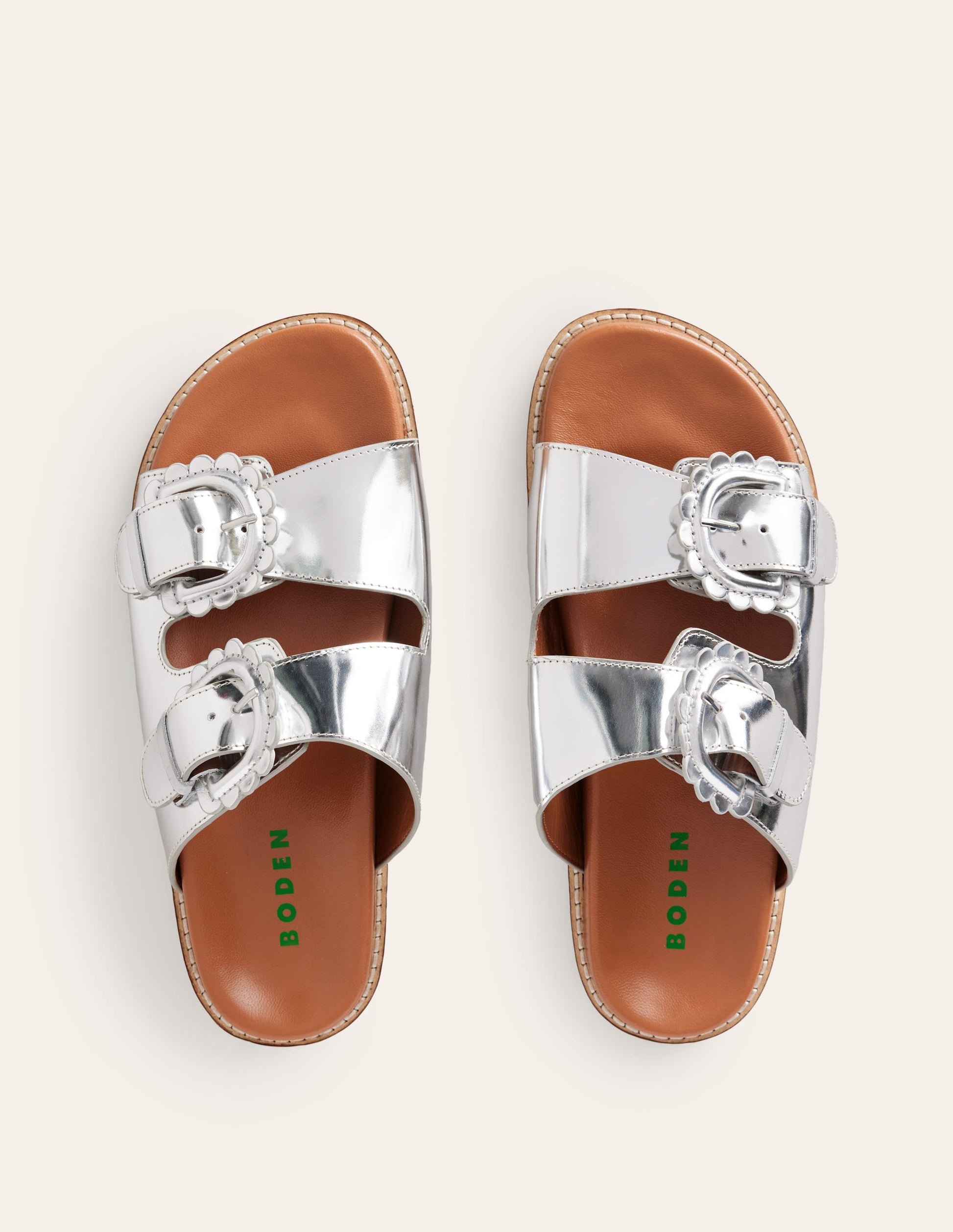 Double Buckle Sliders-Silver-5