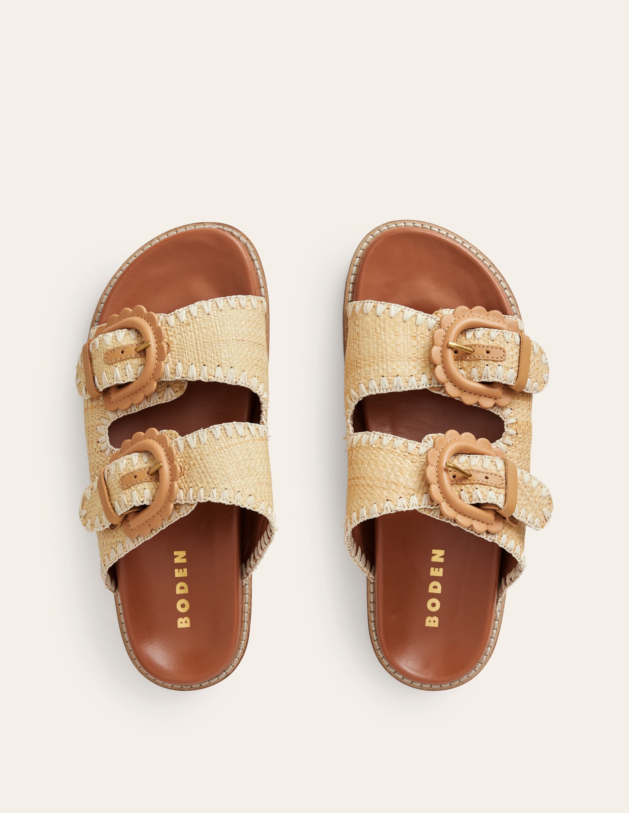 Double Buckle Sliders-Natural Raffia - Image 6