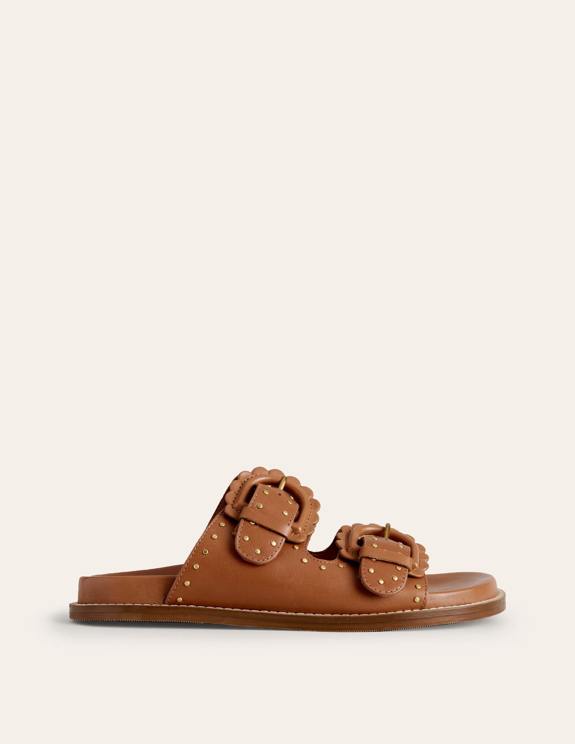 Double Buckle Sliders-Tan Stud - Image 4