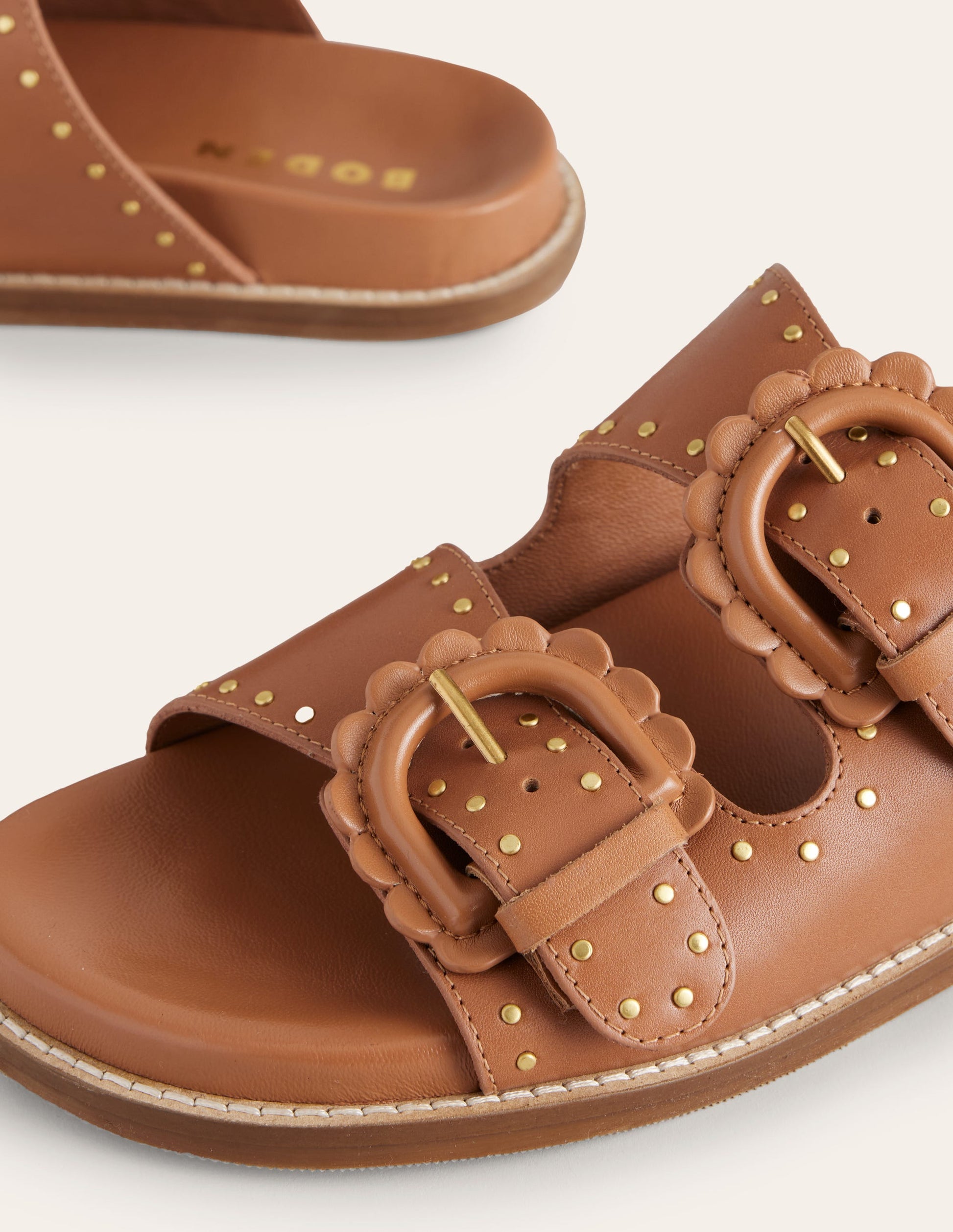 Double Buckle Sliders-Tan Stud-6