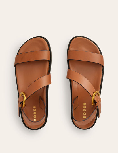 Chunky Buckle Sandal-Tan-5