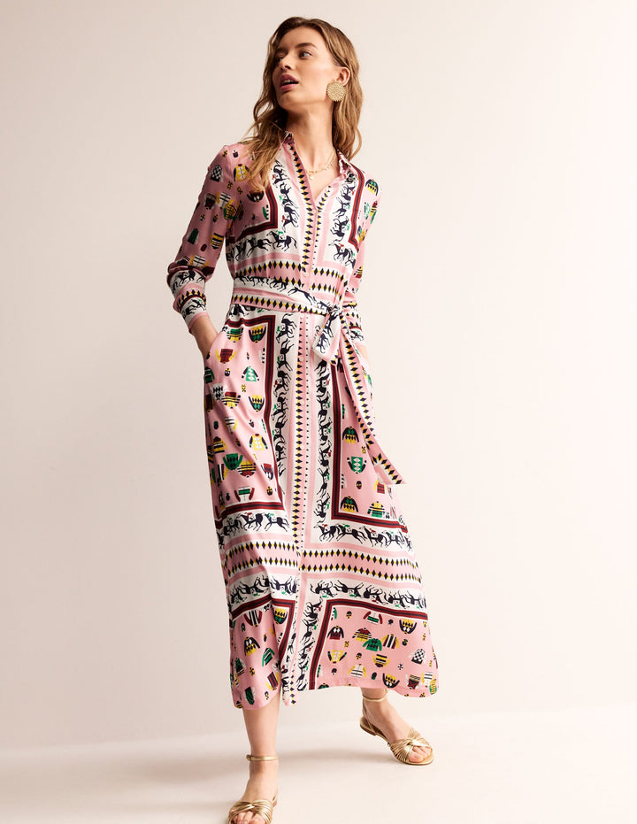 Claudia Maxi Shirt Dress-Chalky Pink, Races