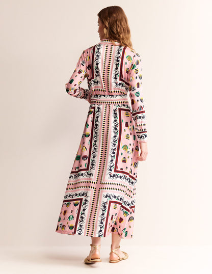 Claudia Maxi Shirt Dress-Chalky Pink, Races-3