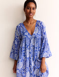 Sarah Maxi Kaftan Dress-Surf The Web, Gardenia Swirl