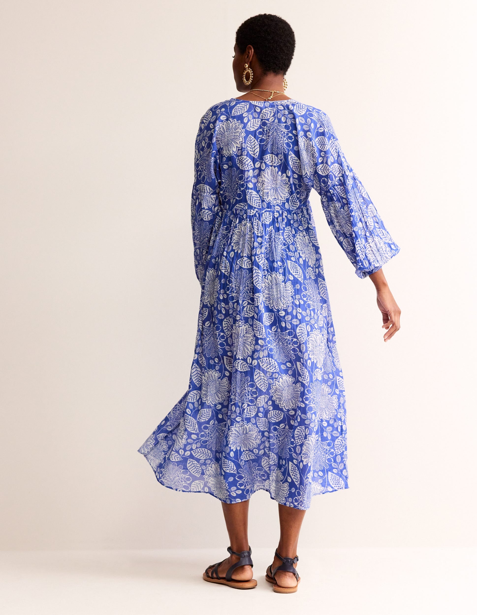 Sarah Maxi Kaftan Dress-Surf The Web, Gardenia Swirl-4