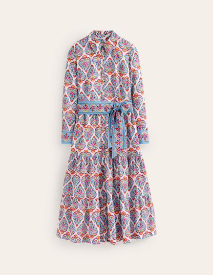 Flo Cotton Midi Shirt Dress-Air Blue, Flora Stamp-8