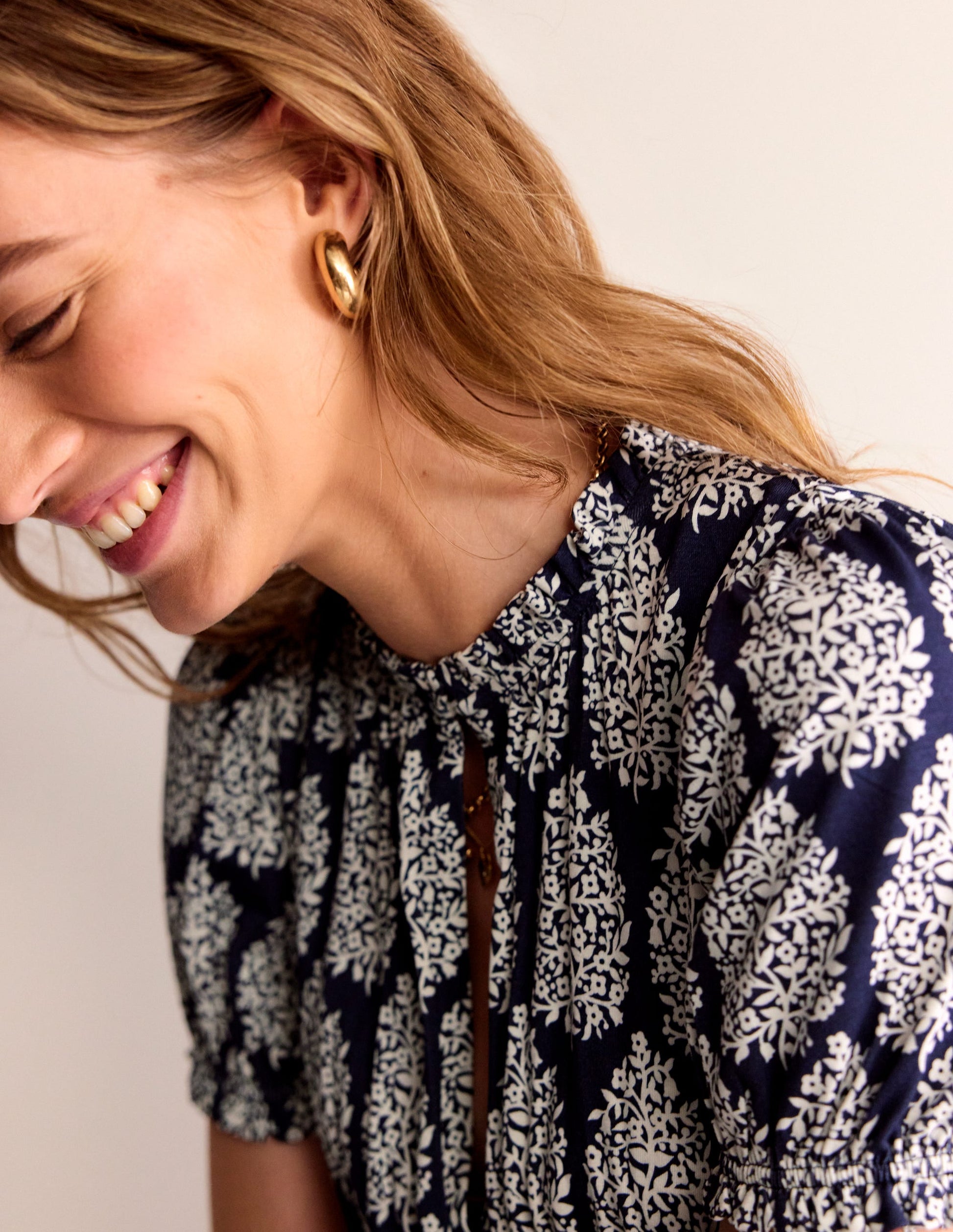 Rosanna Jersey Midi Tea Dress-French Navy, Floret Paisley-2