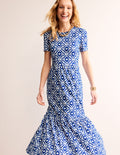 Emma Tiered Jersey Midi Dress-Surf the Web, Diamond Wave