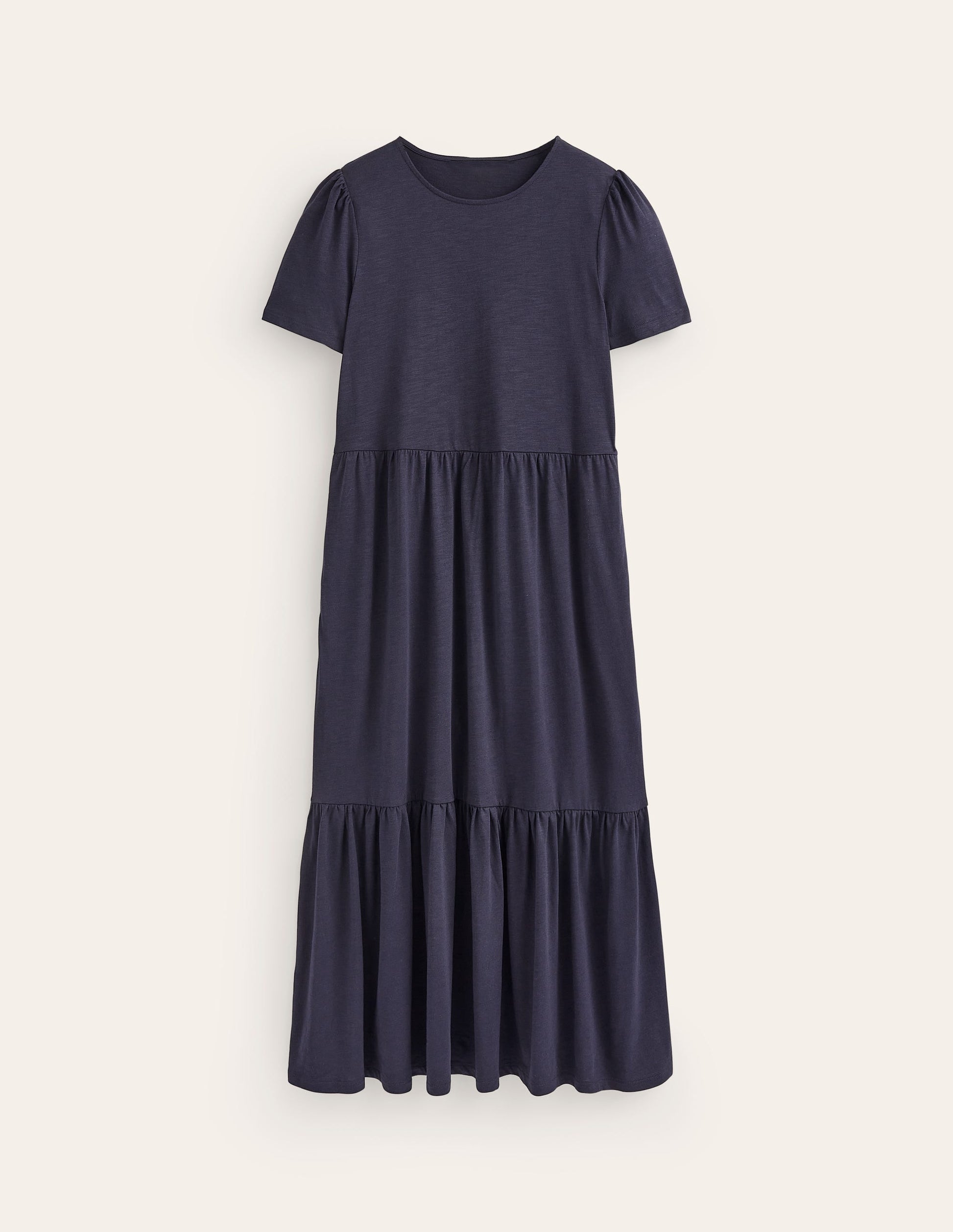 Emma Tiered Jersey Midi Dress-Navy-5