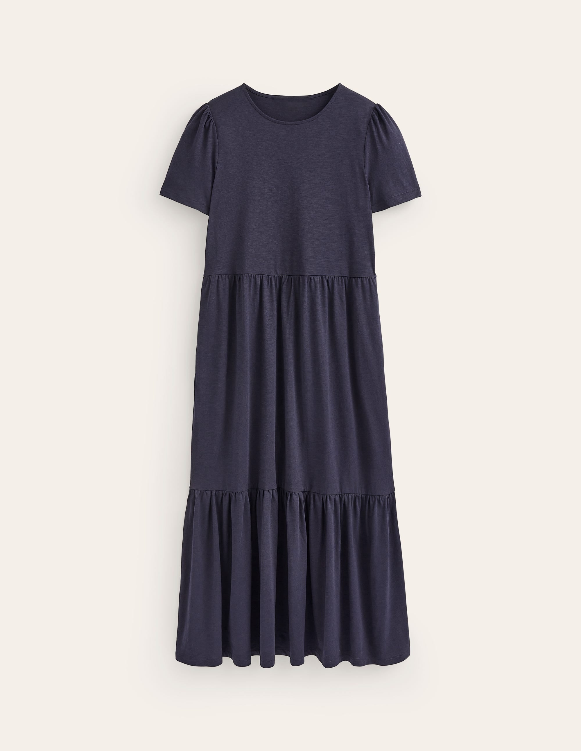 Emma Tiered Jersey Midi Dress-Navy - Image 5