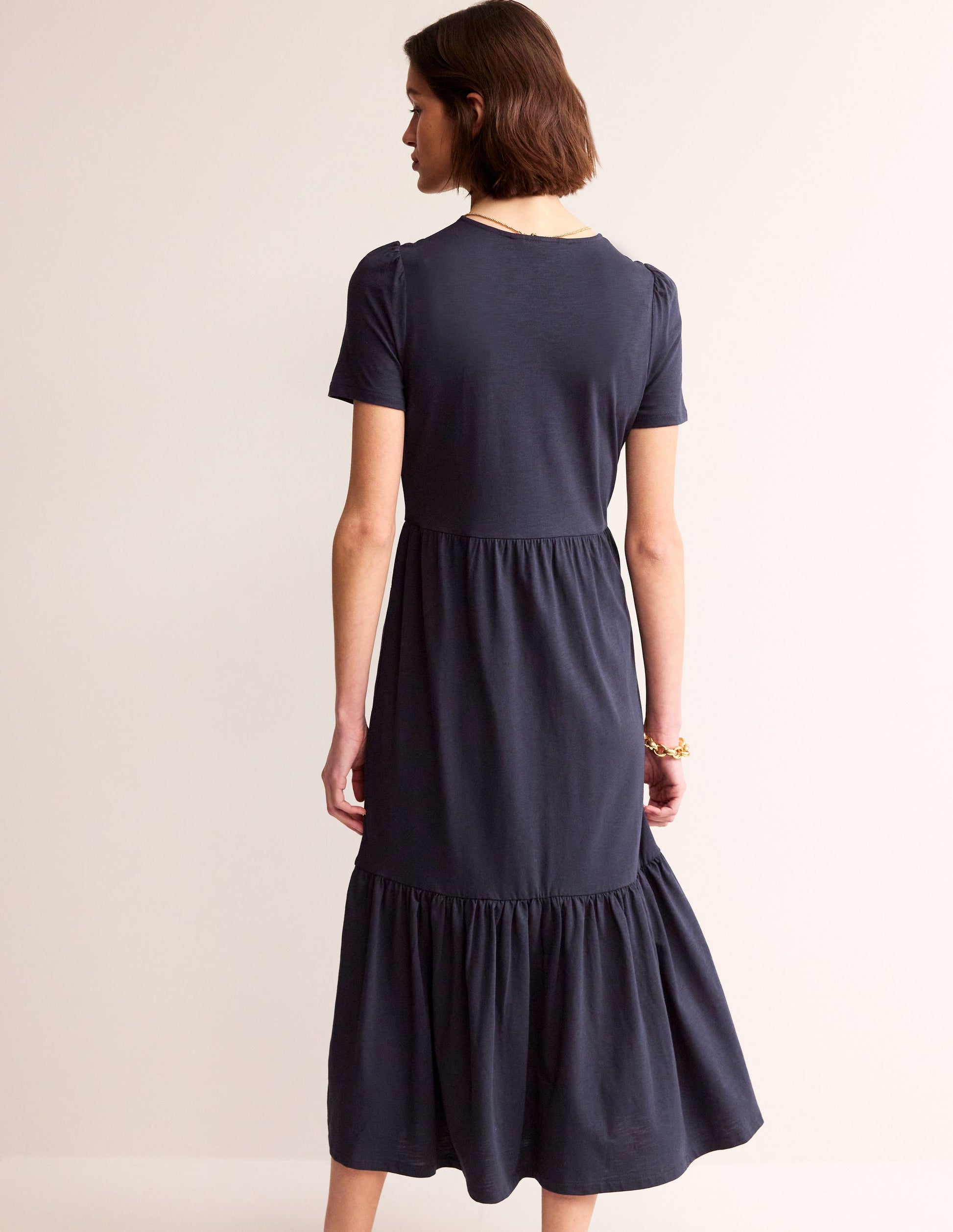 Emma Tiered Jersey Midi Dress-Navy-3