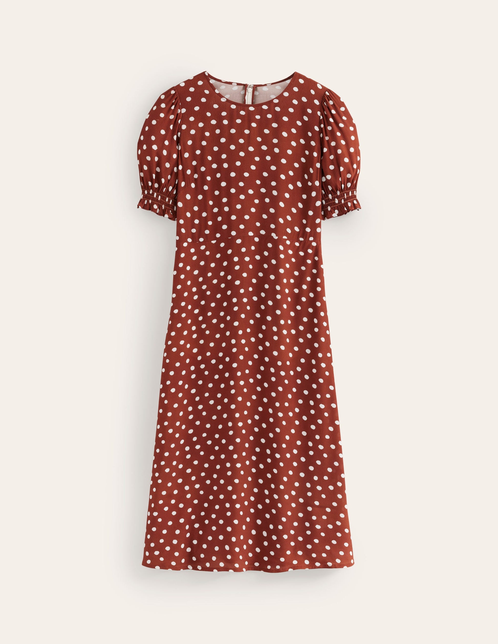 Corinne Midi Tea Dress-Burnt Henna, Abstract Dot-5
