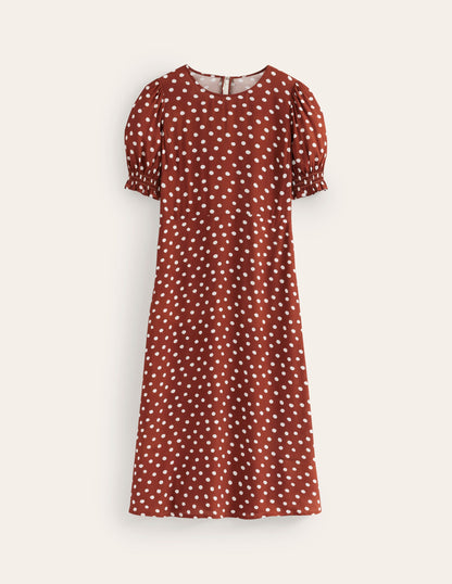 Corinne Midi Tea Dress-Burnt Henna, Abstract Dot-5