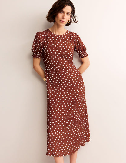 Corinne Midi Tea Dress-Burnt Henna, Abstract Dot-4