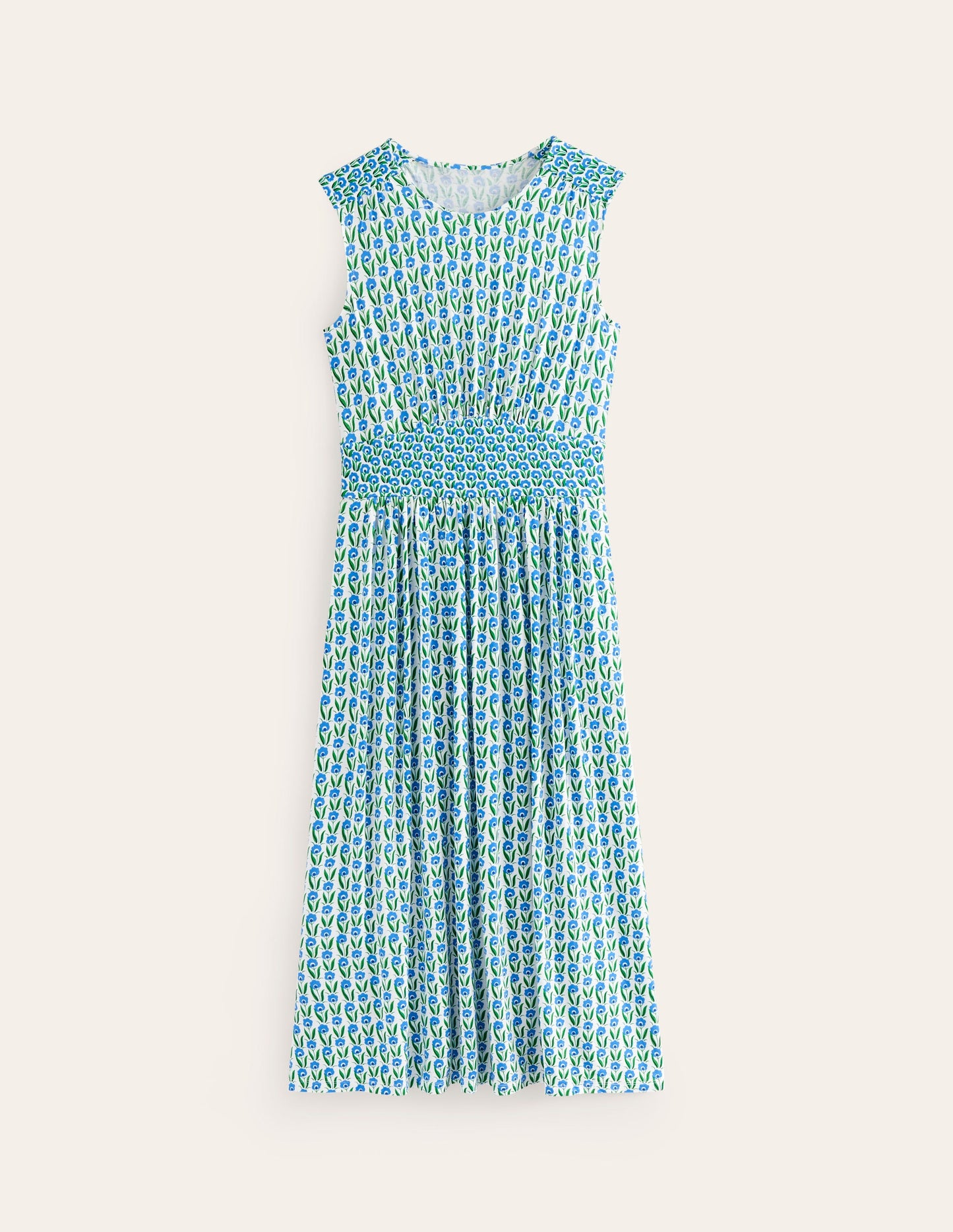 Thea Sleeveless Midi Dress-Green Tambourine, Daisies