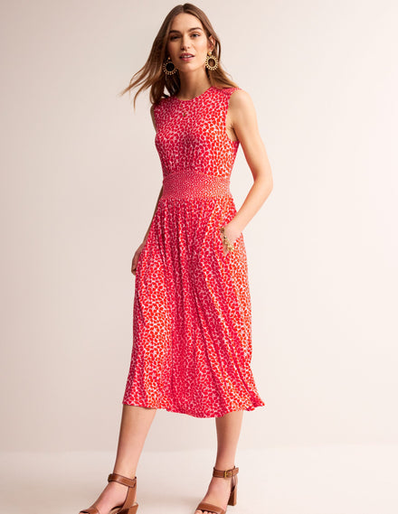 Thea Sleeveless Midi Dress-Poppy Red, Botanic Sprig