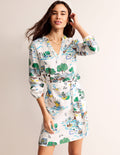 Cleo Linen Tie Waist Dress-Ivory, Amalfi