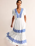 Eve Linen Midi Dress-White