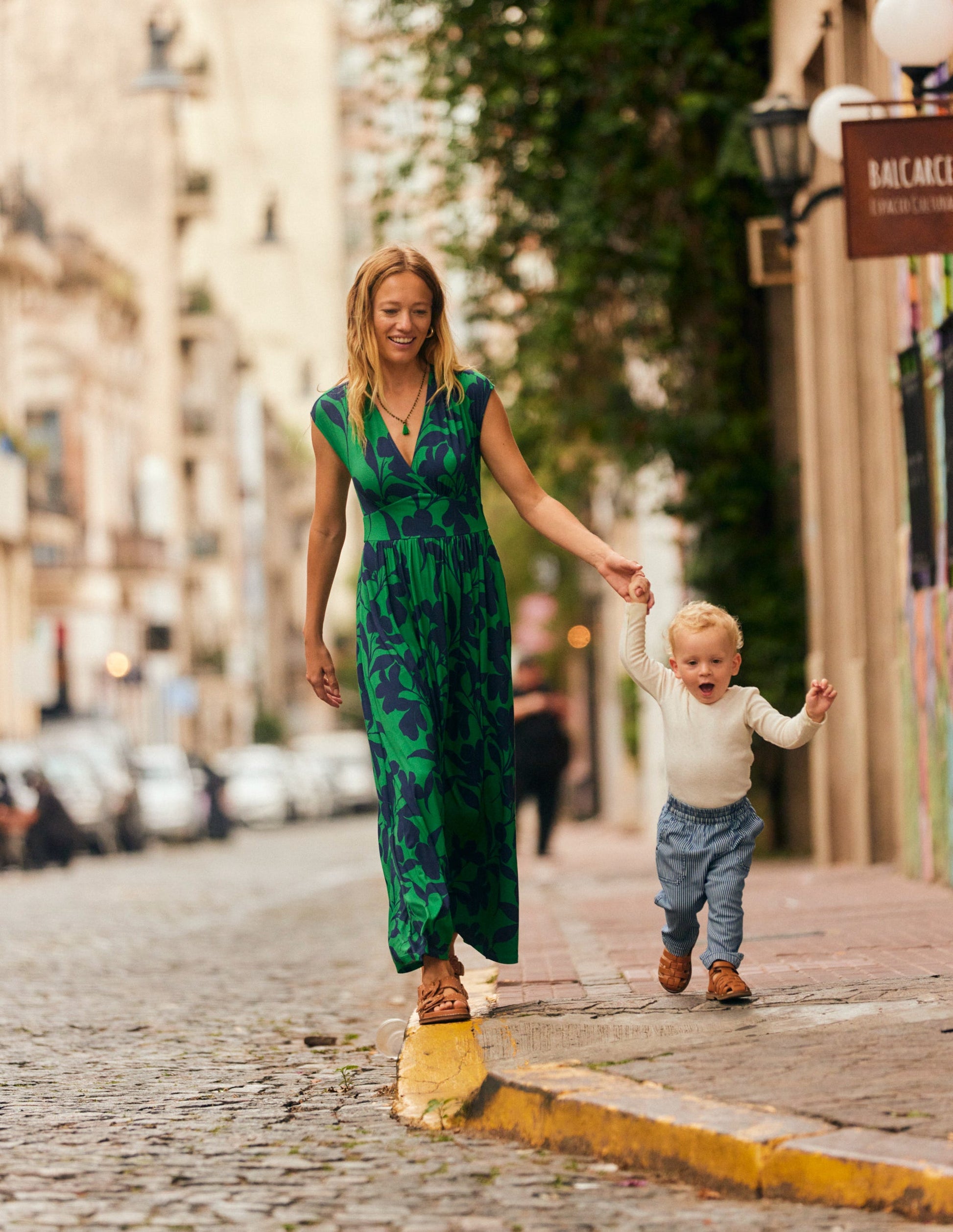 Vanessa Wrap Jersey Maxi Dress-Green, Silhouette Bloom-5