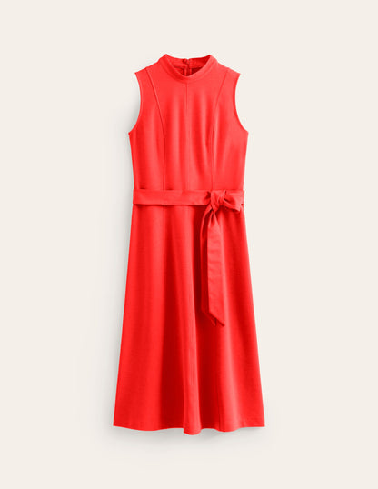 Nicola High Neck Ponte Dress-Fiesta Orange-6