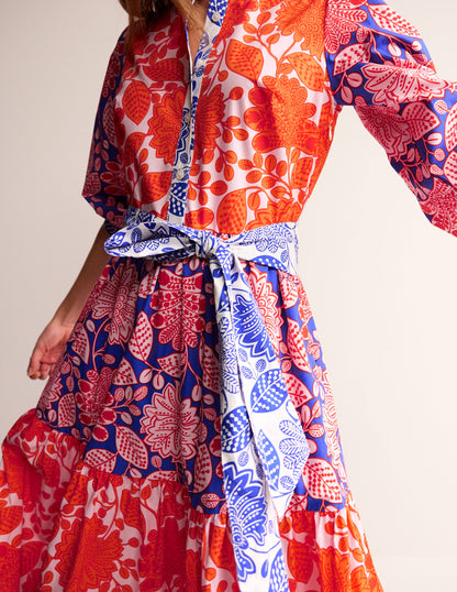 Alba Tiered Cotton Maxi Dress-Firecracker, Gardenia Swirl-3