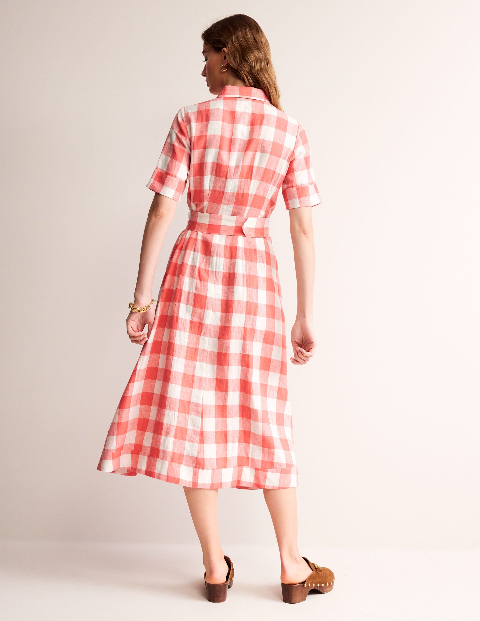 Louise Linen Midi Shirt Dress-Porcelain Rose-3
