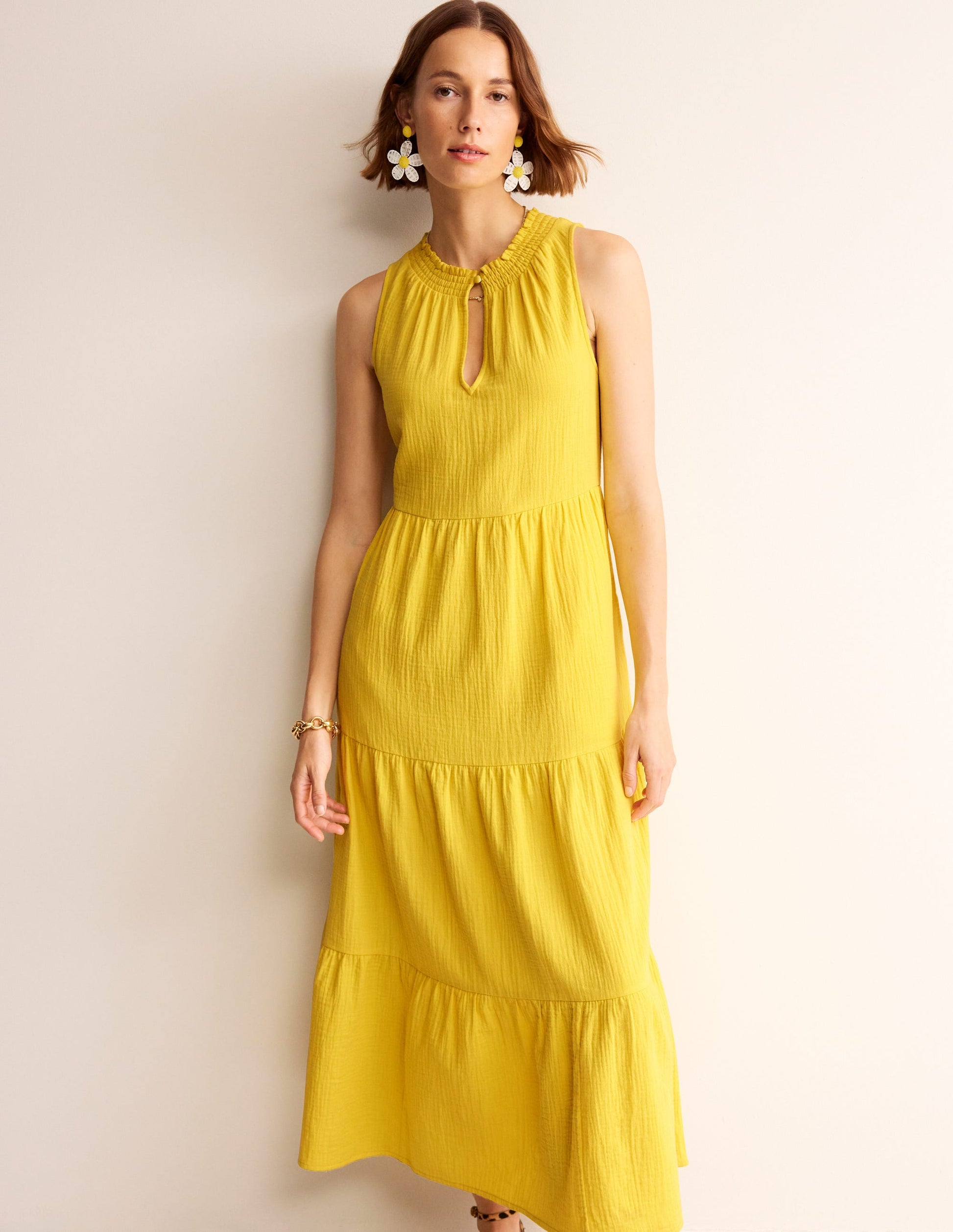 Double Cloth Maxi Tiered Dress-Passionfruit-1