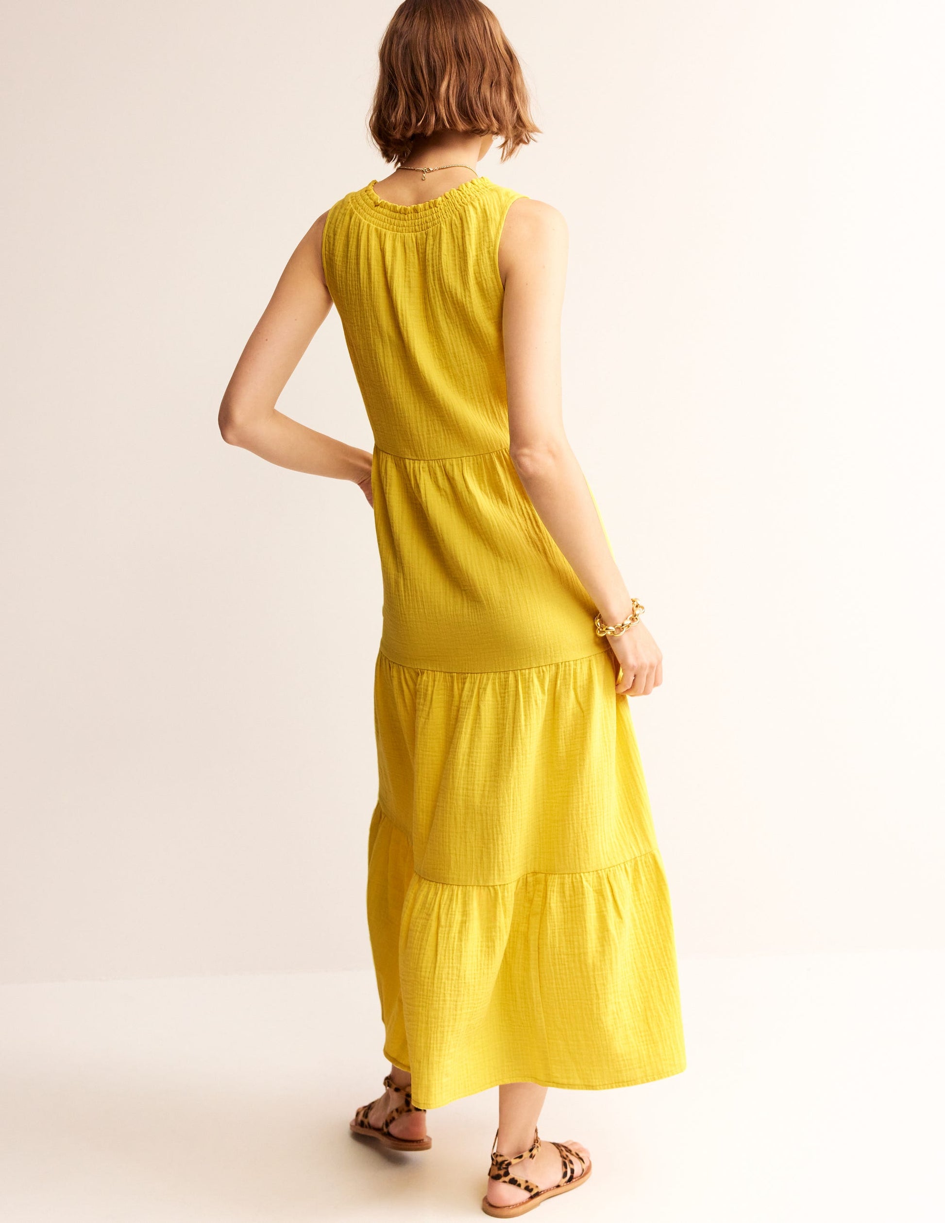 Double Cloth Maxi Tiered Dress-Passionfruit-3