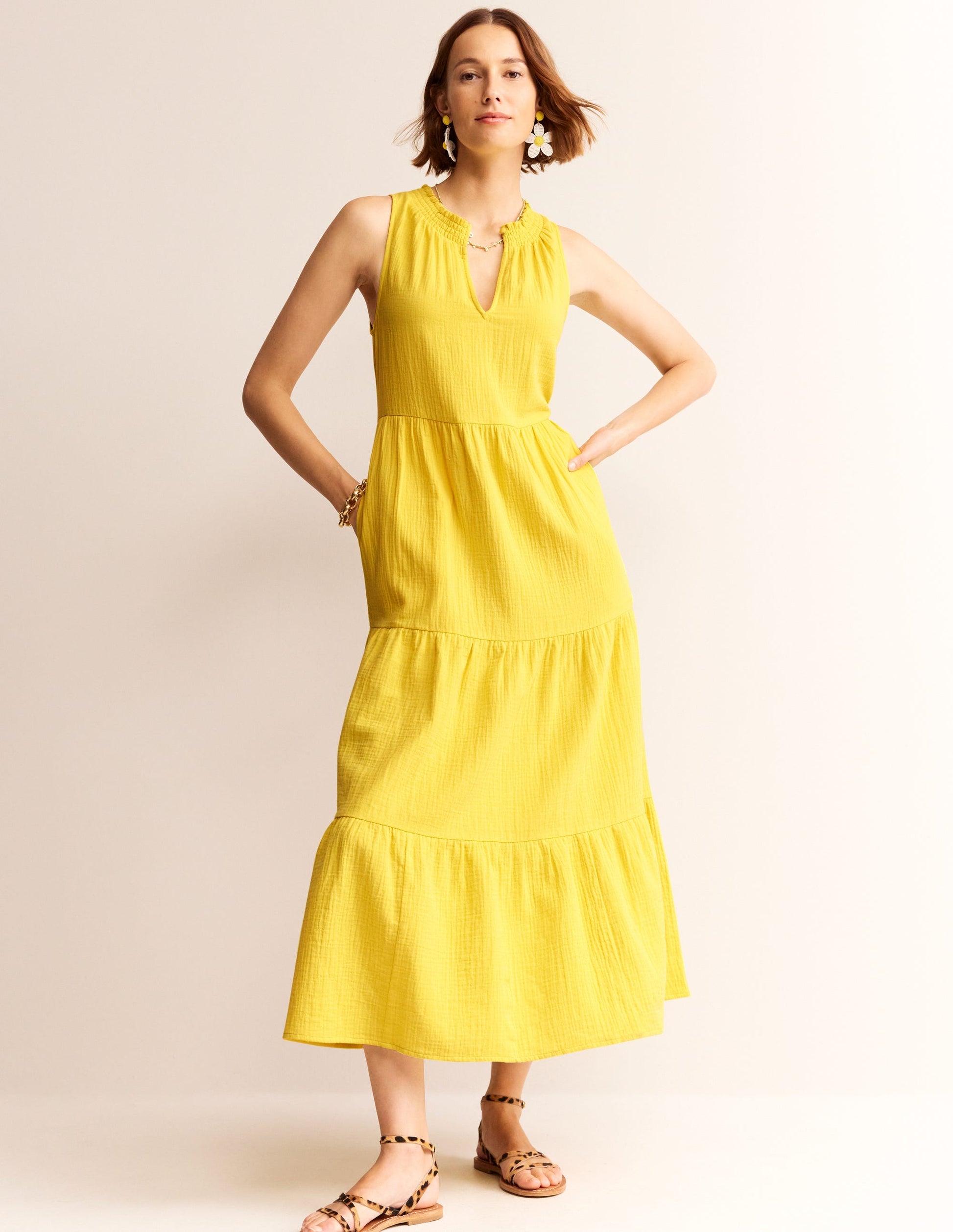 Double Cloth Maxi Tiered Dress-Passionfruit-4