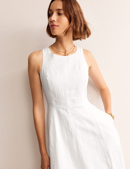 Carla Linen Midi Dress-White-1