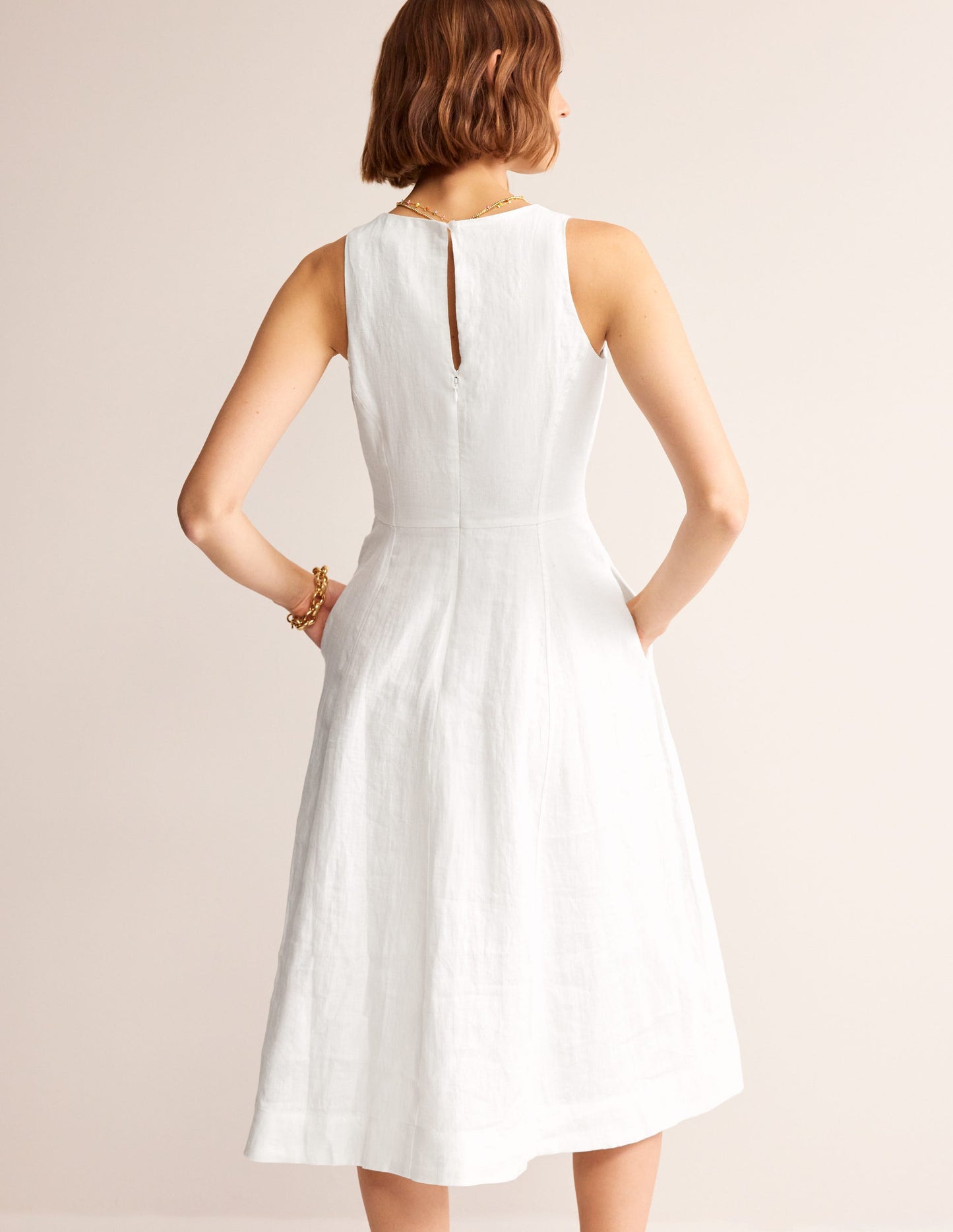 Carla Linen Midi Dress-White