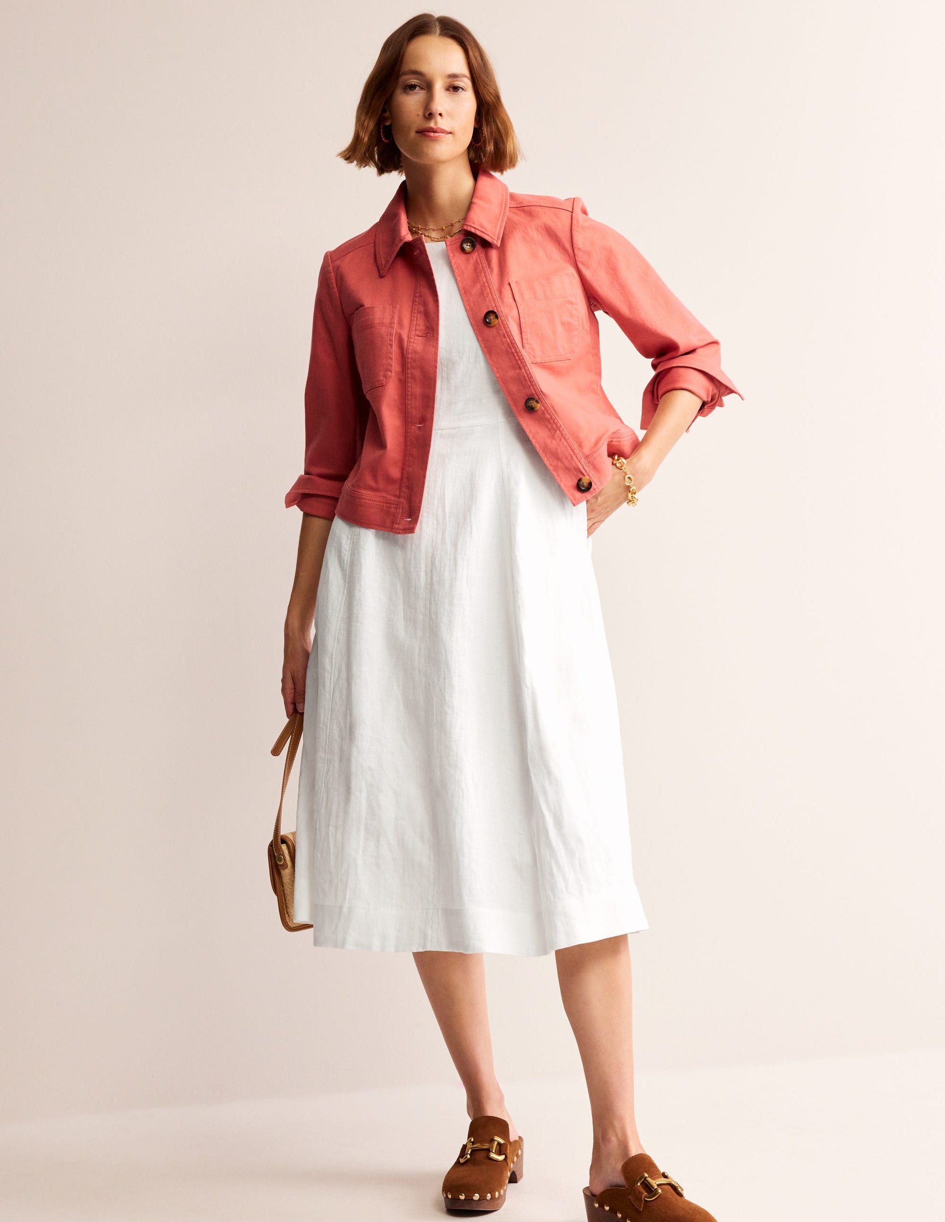 Carla Linen Midi Dress-White-4