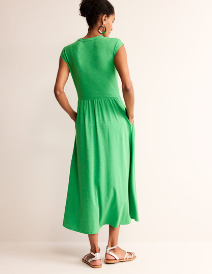 Chloe Notch Jersey Midi Dress-Kelly Green-3