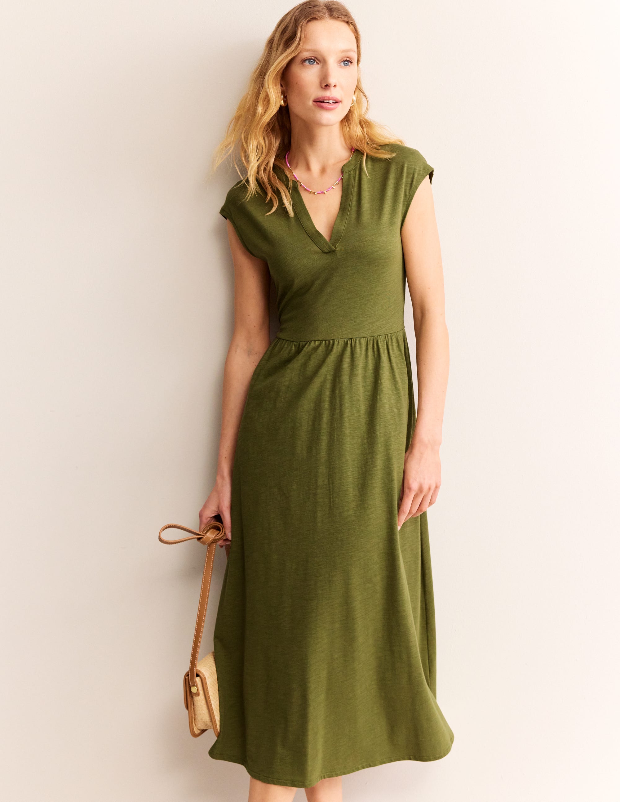 Chloe Notch Jersey Midi Dress-Mayfly - Image 2