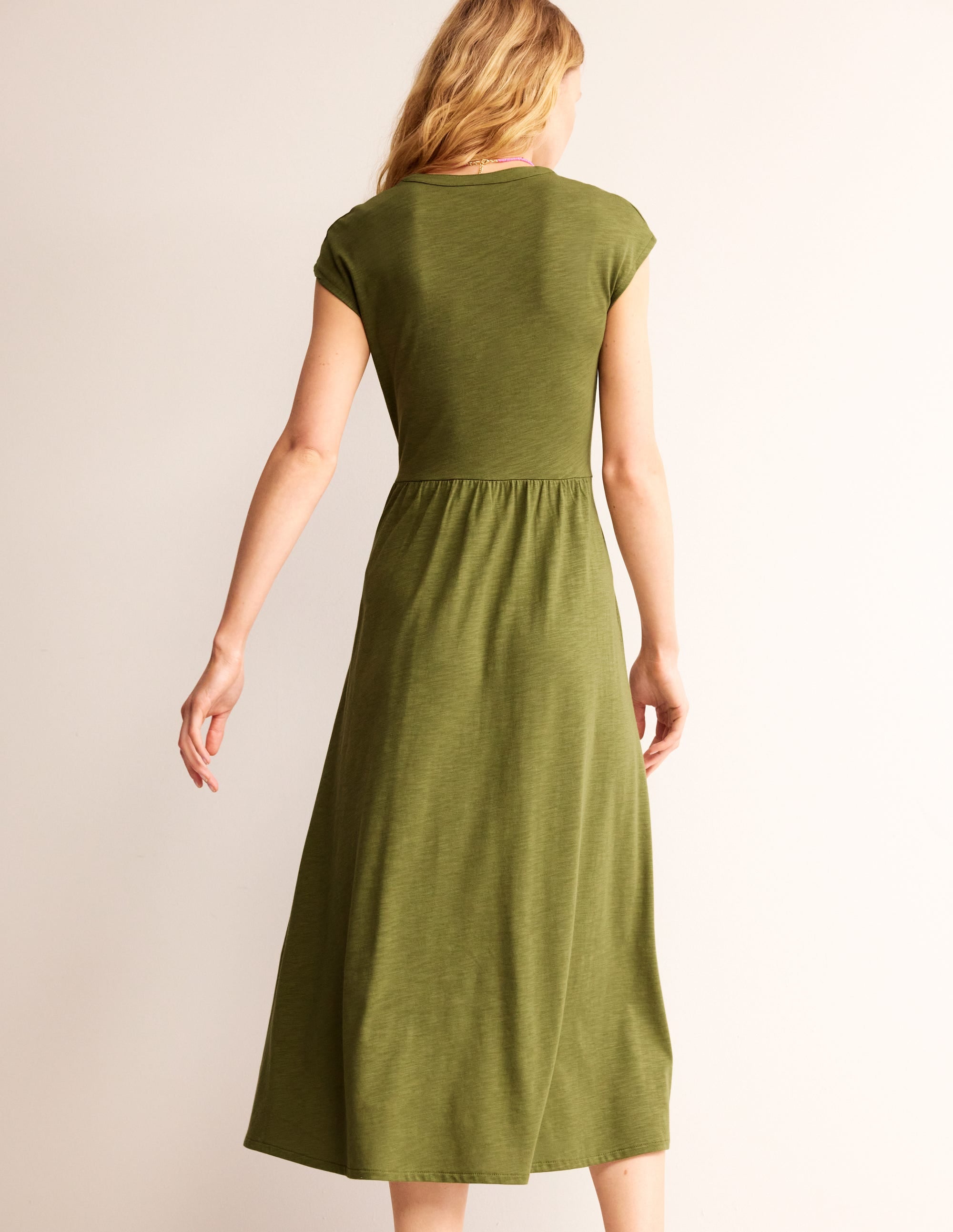 Chloe Notch Jersey Midi Dress-Mayfly - Image 4