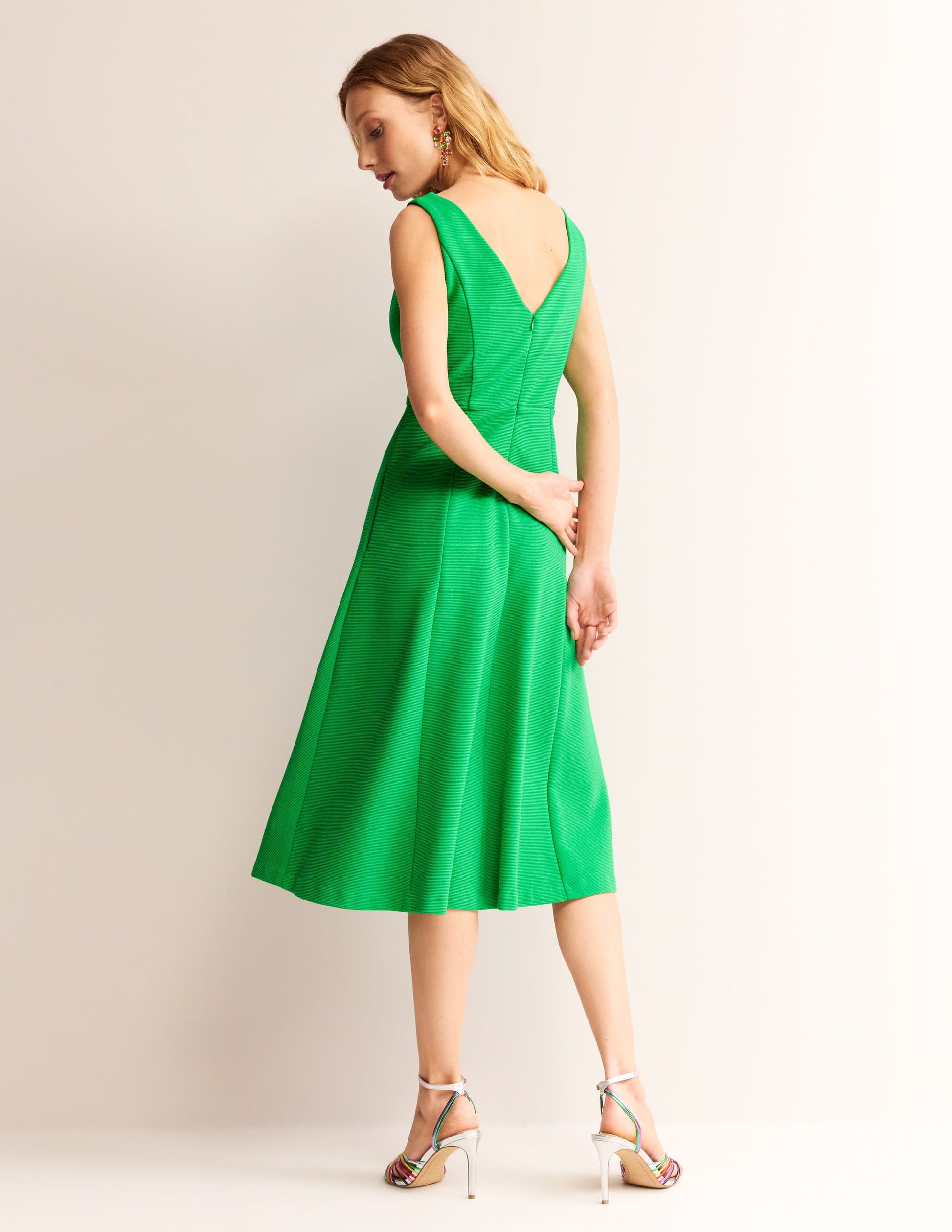 Scarlet Ottoman Ponte Dress-Bright Green-3