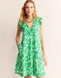 Daisy Jersey Short Tier Dress-Bright Green, Opulent Whirl