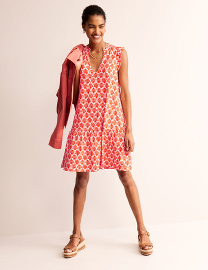 Daisy Jersey Short Tier Dress-Mandarin Orange, Shells-4