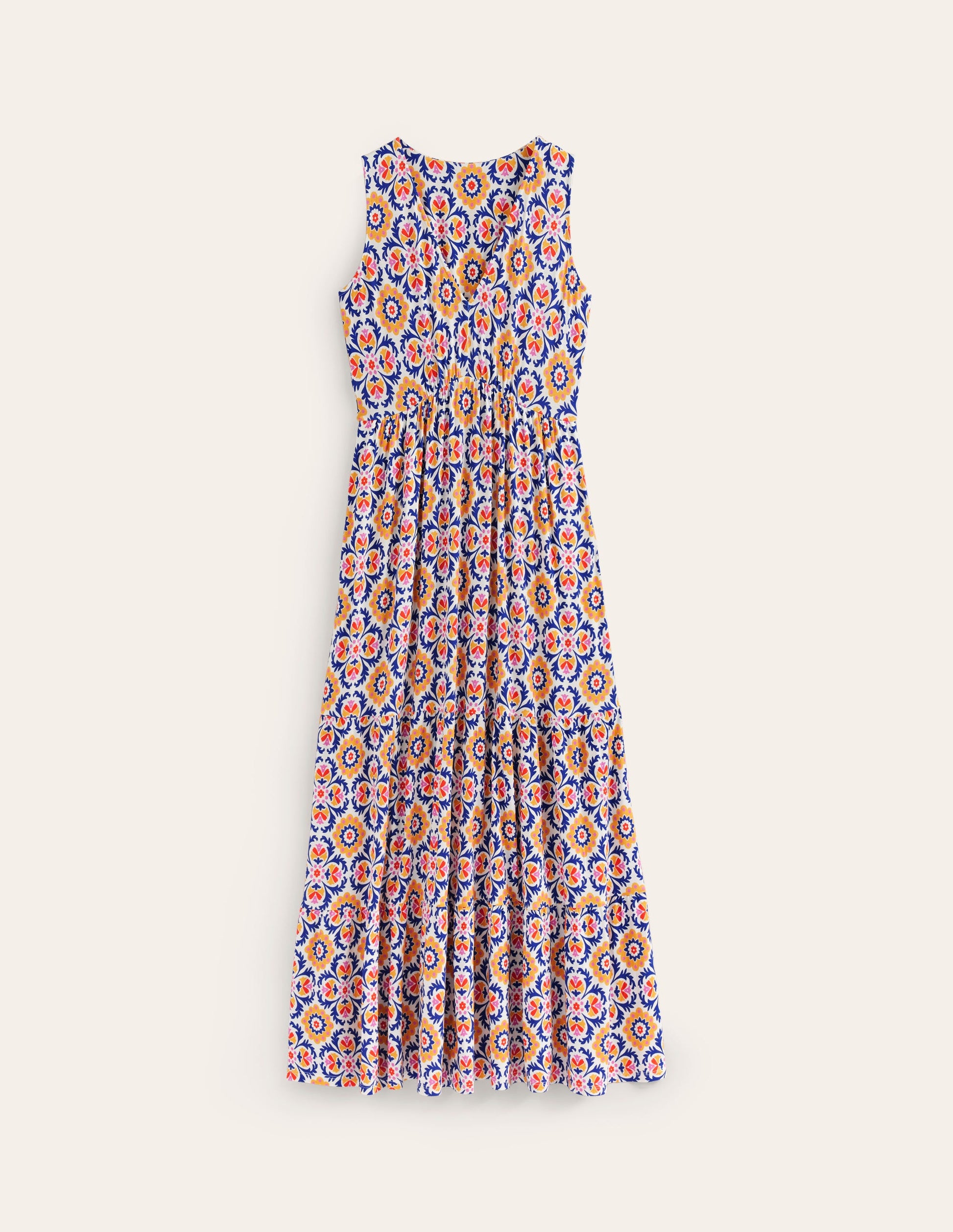 Sylvia Jersey Maxi Tier Dress-Artisan’s Gold, Mosaic Bloom-5
