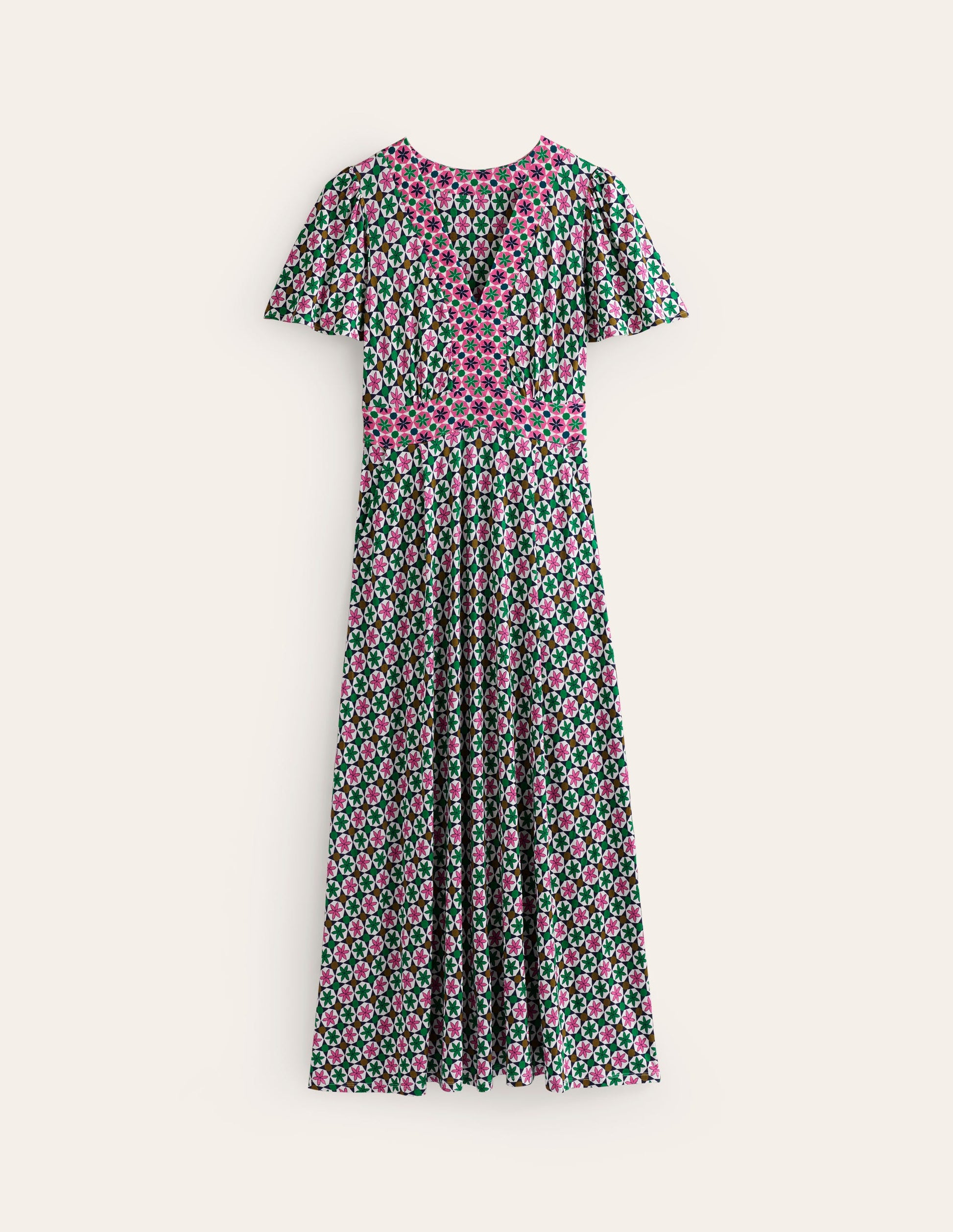 Ellie Flutter Maxi Tea Dress-Multi, Botanic Tile-5
