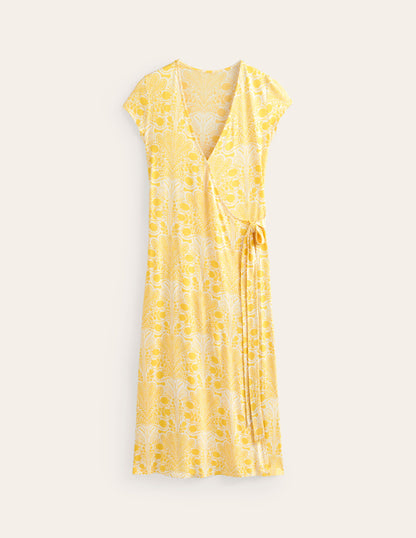 Joanna Cap Sleeve Wrap Dress-Passion Fruit, Gardenia Swirl