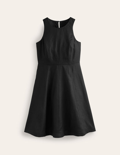Carla Linen Short Dress-Black-5