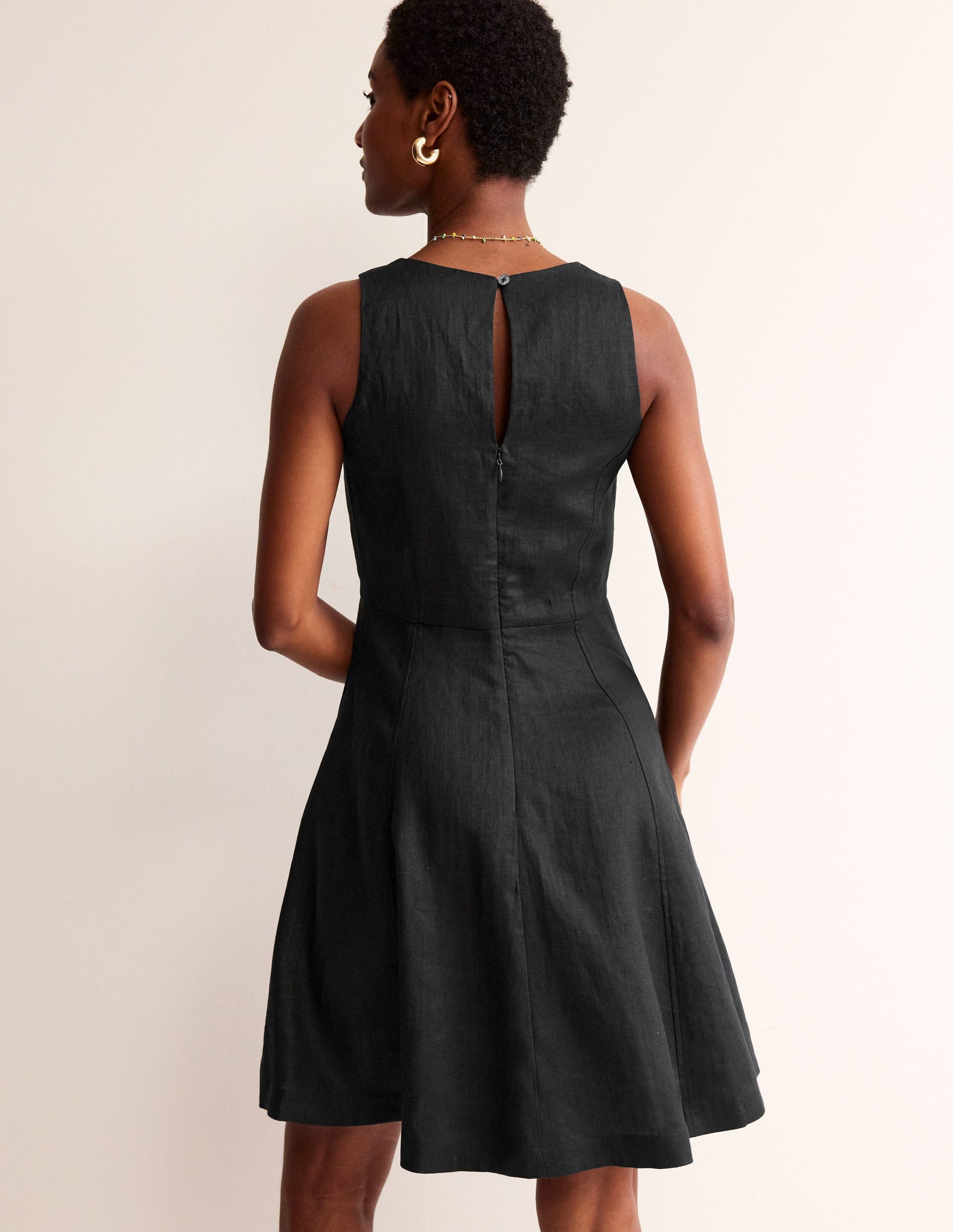 Carla Linen Short Dress-Black-3