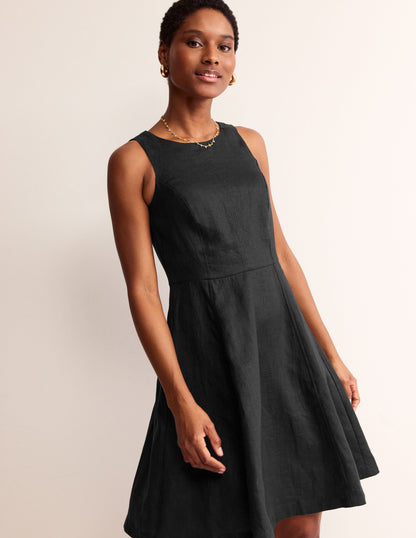 Carla Linen Short Dress-Black-4
